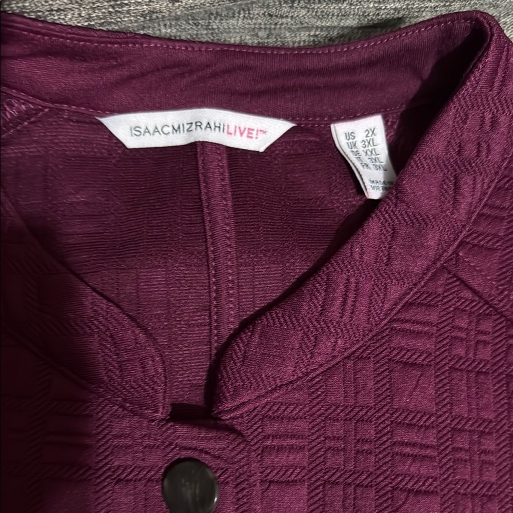 Plum Textured Button-Up Jacket - Picture 2 of 4